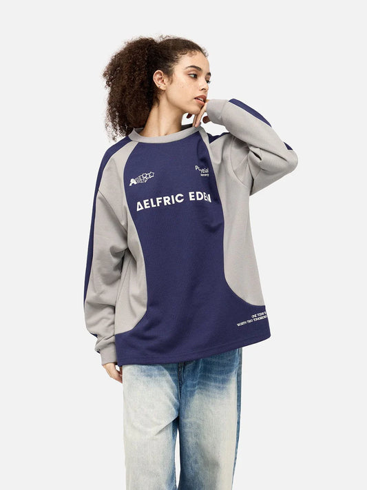 S1 Luxury Women’s Sweatshirts – Aelfric Eden Vintage Colorblock Letter Print Sweatshirt