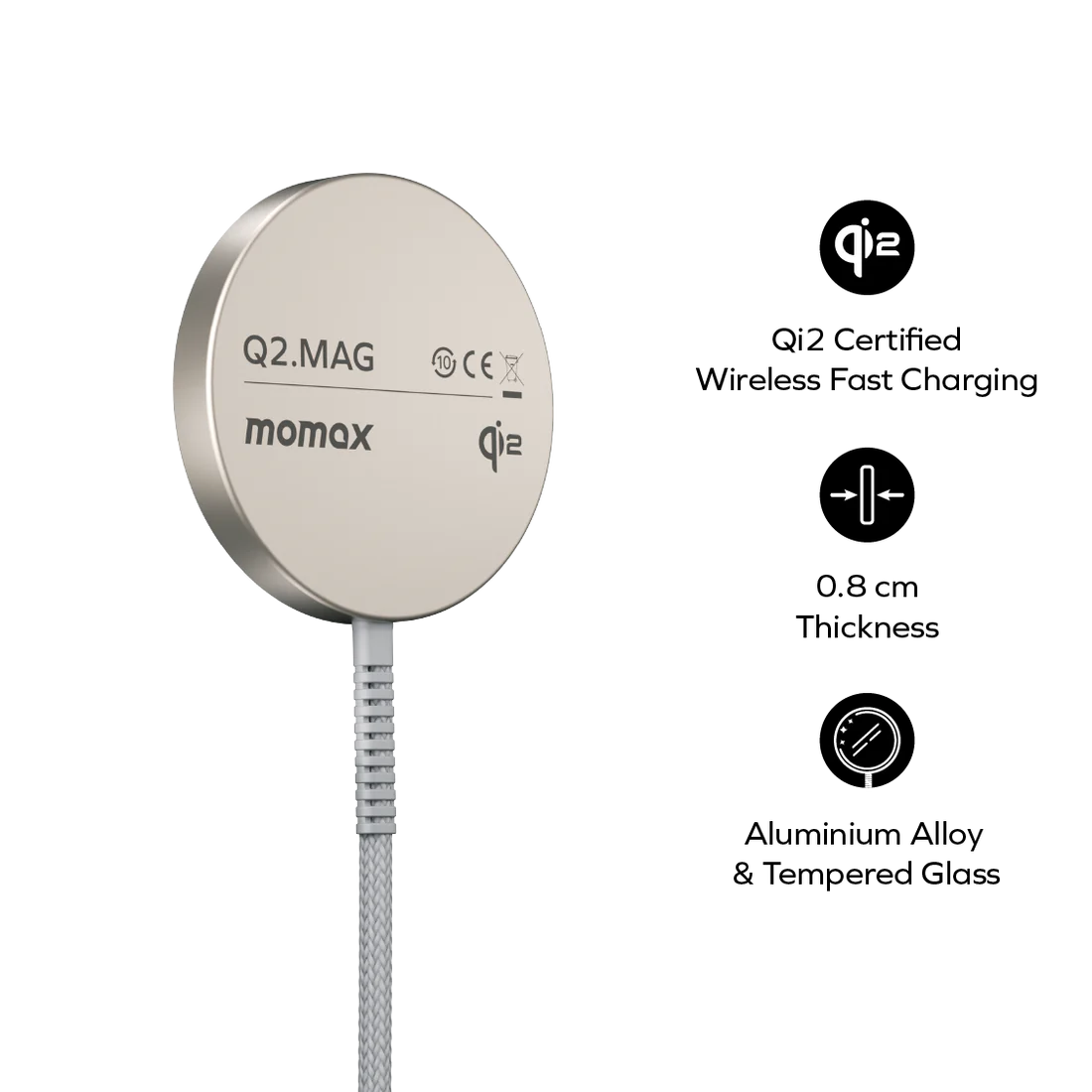 AC26 Momax Q2.Mag Portable Qi2 Magnetic Wireless Charger – 15W Fast Charging, MagSafe Compatible