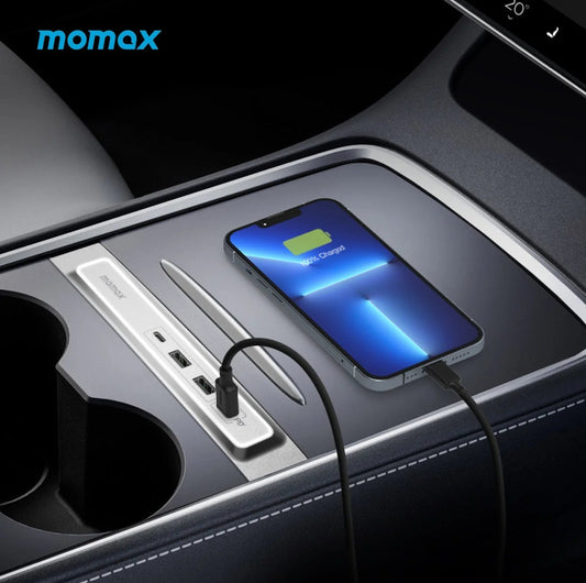 A27 Momax OneLink 4-Port USB Extender for Tesla Model 3/Y – Fast Charging &amp; Seamless Integration