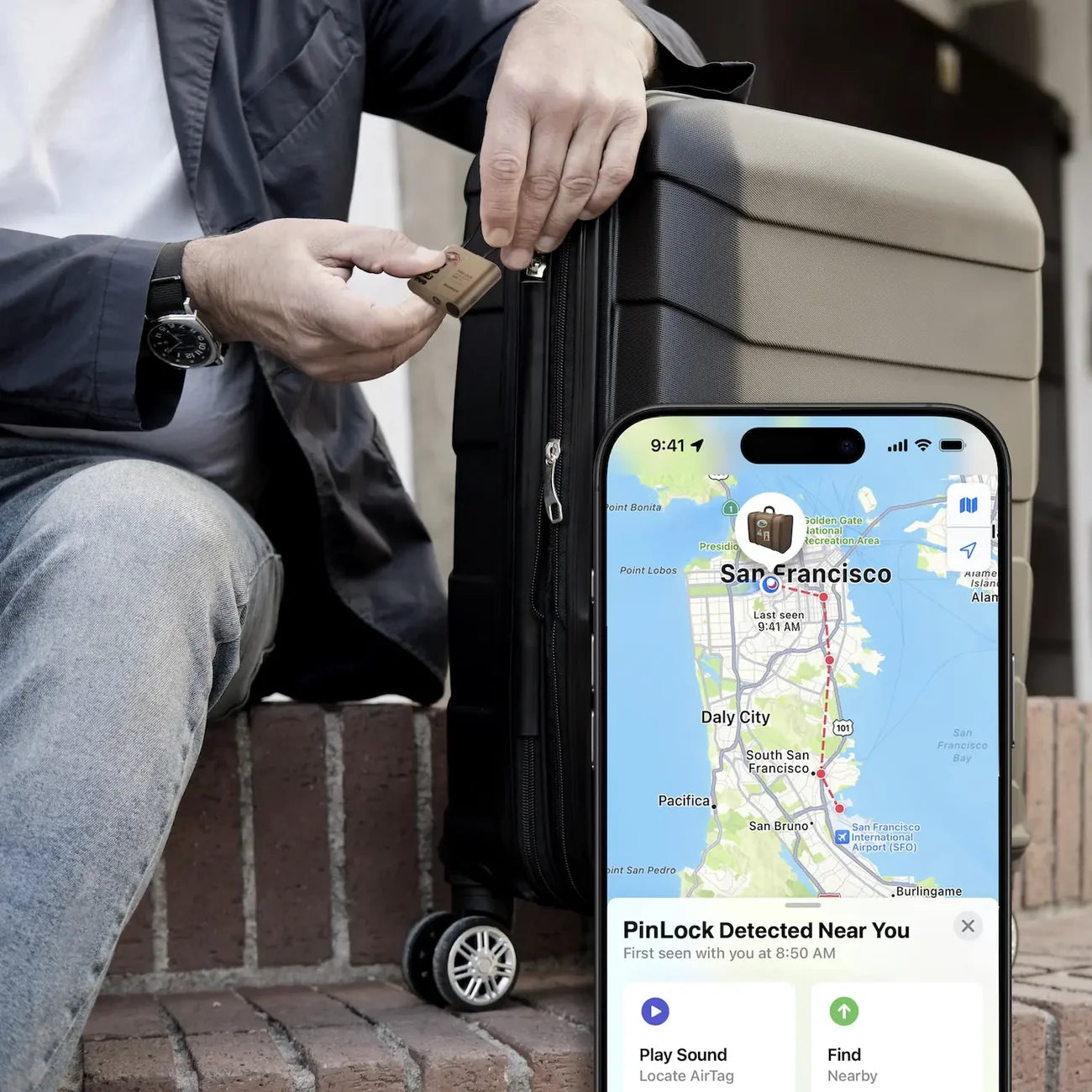 TE8 Momax PinLock: Apple Find My & TSA Lock - Smart Travel Security