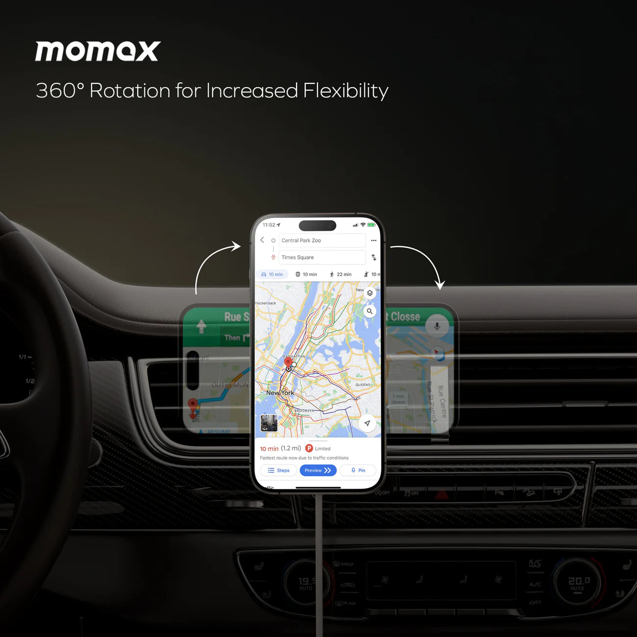 AC1 Momax Q2.Mag Qi2 15W Magnetic Wireless Charging Car Mount