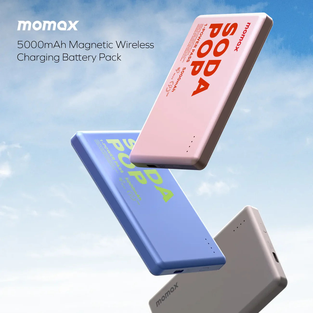 AC20 Momax 1-Power Pass 5000mAh Magnetic Wireless Power Bank – Slim &amp; Fast Charging