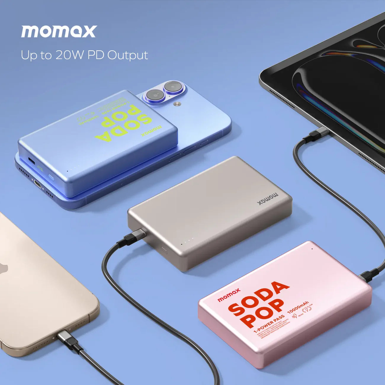 AC21 Momax 1-Power Pass 10000mAh Magnetic Wireless Power Bank – Fast &amp; Dual Charging