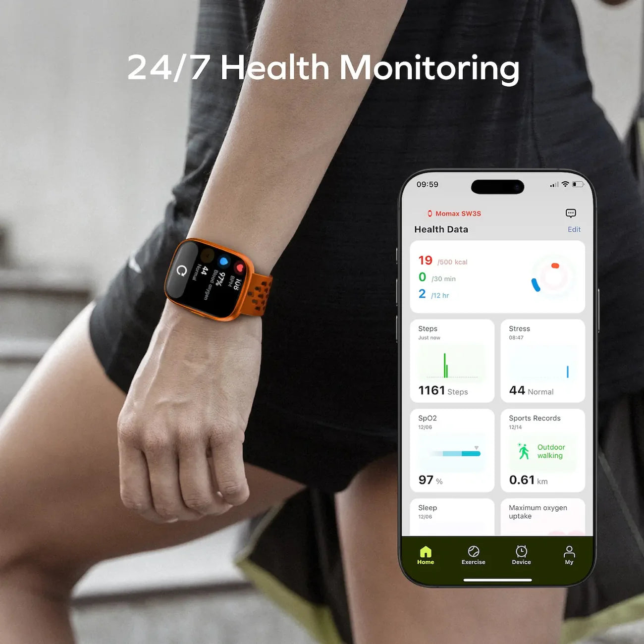 TE3 Momax 1-Wear Lite Smart Watch: Fitness Tracker & Smartwatch - Style & Performance