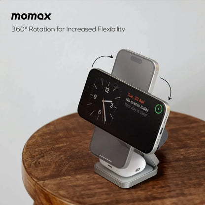 AC9 Momax Q2.Mag 3-in-1 Foldable Qi2 15W Magnetic Wireless Charging Stand