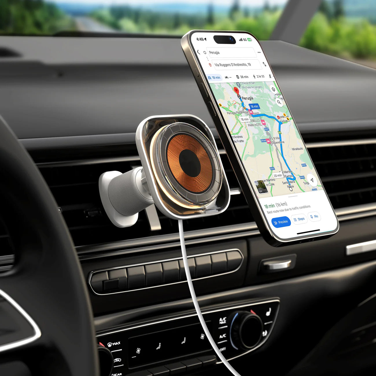 AC8 Momax 1-Charge Flow Magnetic Wireless Charging Car Mount – 15W Fast Charge